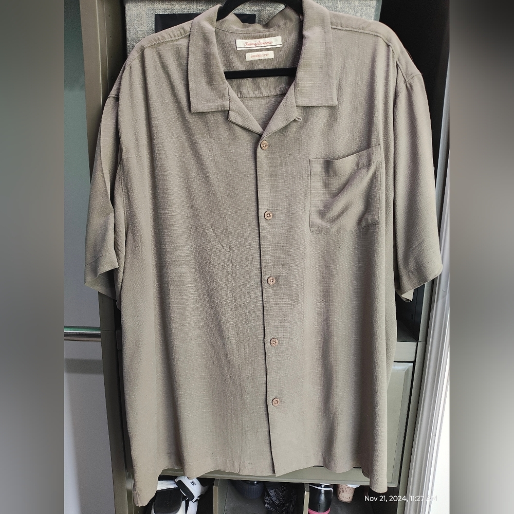 Tommy Bahama Short Sleeve Men's Shirt - XXL Gray Big and Tall